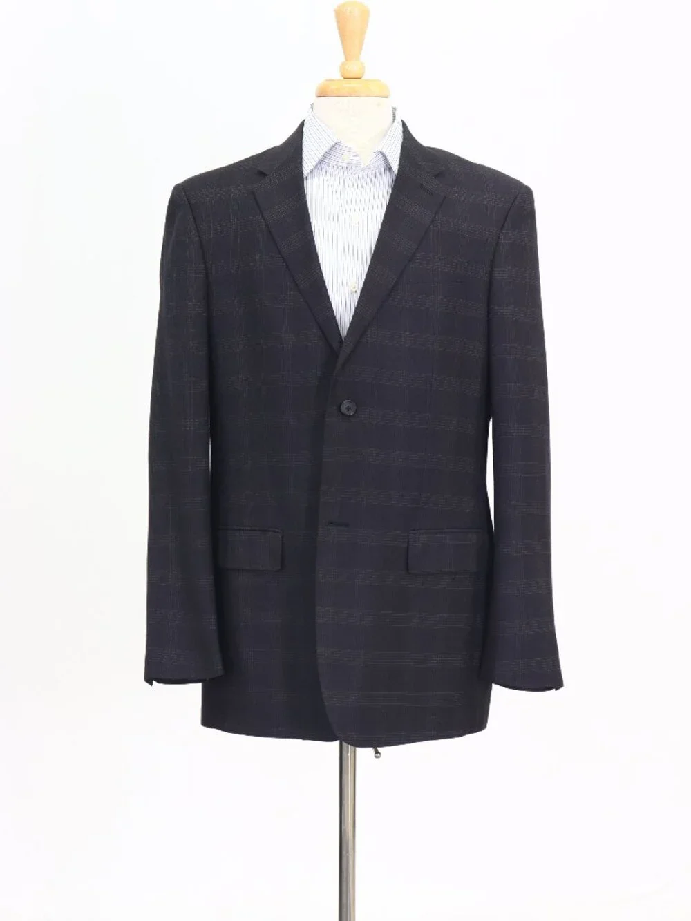 Perry Ellis 44R Gray Blazer Sport Coat Jacket 2-Button Check W876